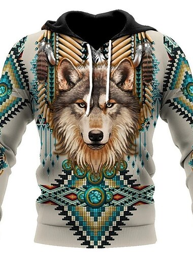  Voor heren Patroon met dieren Grafische prints Trui met capuchon Hoodies Sweatshirt Streetwear Ontwerper Casual Groot en klein Lange mouw Capuchon Dagelijks Sport Zwart Bruin Afdrukken Lente & Herfst
