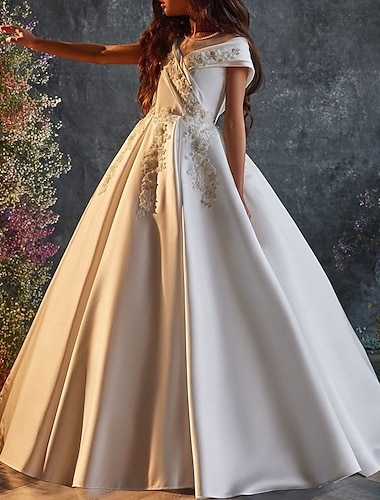  Princesse Traîne Brosse Robe de Demoiselle d'Honneur Fille Première communion Filles Jolie robe de bal Satin avec Billes Dos Nu Elégant Ajustement 3-16 ans