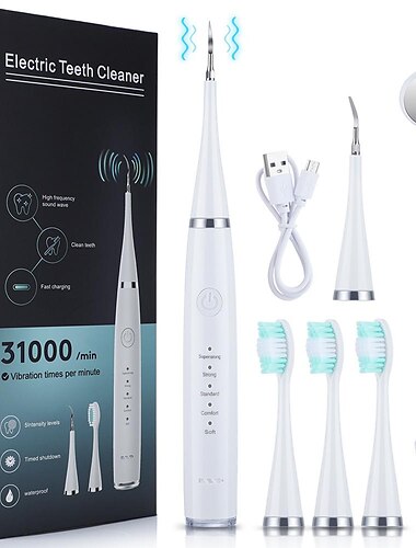  Juego de cepillos de dientes eléctricos inteligentes 3 en 1 con 5 cabezales de cepillo, artefacto para el cuidado de los dientes, limpieza profunda, ipx7, resistente al agua, para viajes,