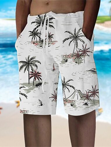 Men's Graphic Coconut Tree Shorts Summer Shorts Beach Shorts Mid Waist Streetwear Hawaiian Designer Casual Daily Holiday Drawstring Elastic Waist Designer Clothing Apparel