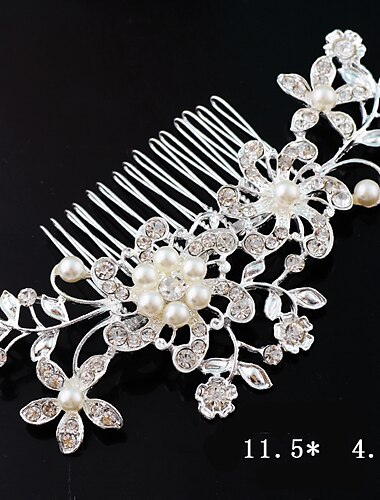  Kristall Braut Hochzeit Haarkamm Silber Strass Braut Haarspange funkelndes Haarteil Edelstein Haarschmuck für Frauen und Mädchen (Silber)