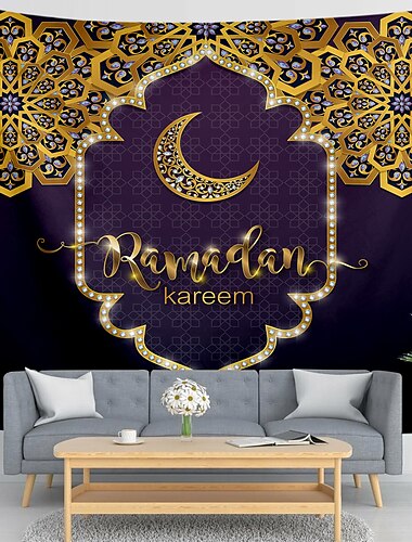  Tapiz de pared Ramadán eid mubarak, decoración artística, fotografía, telón de fondo, manta, cortina, colgante, hogar, dormitorio, sala de estar, decoración