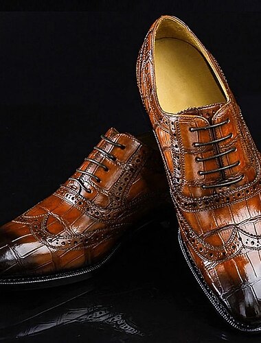  heren imitatieleren oxford schoenen - krokodillenpatroon met brogue-details, perfect voor formele evenementen en zakelijke kleding