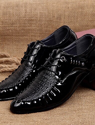  Miesten Oxford-kengät Juhlakengät Krokotiilikuvio Patenttinahkaiset kengät Matelijan kengät Vintage Liiketoiminta Klassinen Häät Juhlat Mikrokuitu Hengittävä Nauhat Musta Kesä Kevät