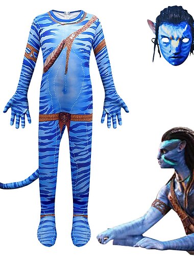  Avatar: The Way of Water Jake Sully Zentai-kostymer Cosplay-kostym Mask Film-cosplay for Pojkar Flickor Barn Tonåring Karnival Barnens Dag