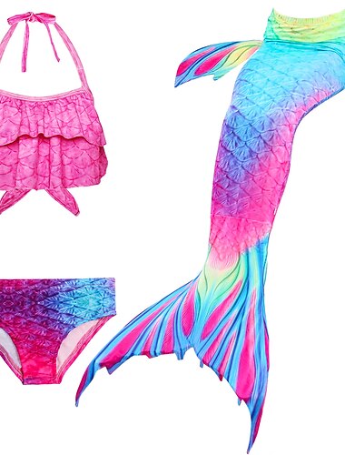  Kinderen Voor meisjes Zwempak Bikini Prestatie Strand Kleurrijk Strandstijl Halster Badpakken 4-12 jaar Zomer Meerkleurig