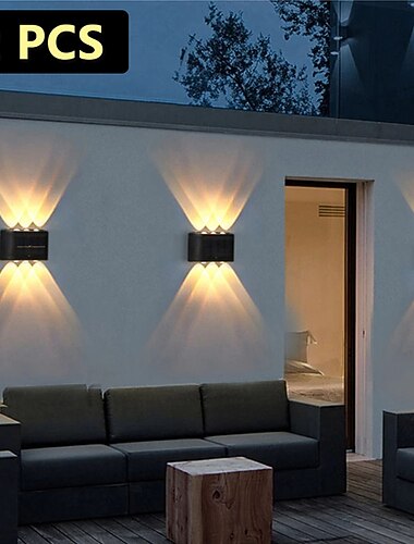  2 pz applique da parete per esterni solare impermeabile led lampada da parete portico lampade da parete 6 led illuminazione per cortile per giardino balcone decorativo paesaggio lampione