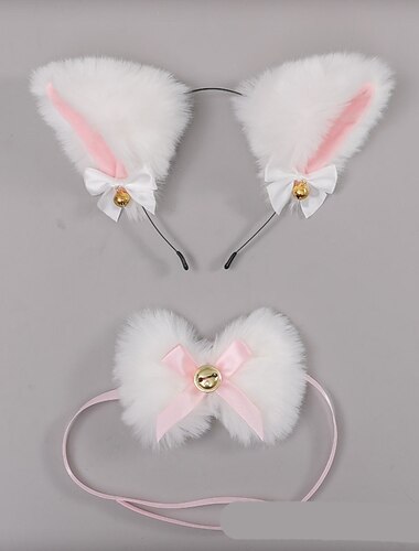 Fuchs Katzenohren Anime Cosplay - Tier Wolf Kopfbedeckung Karneval Stirnband Kopfschmuck Kostüm Accessoires mit Glöckchen