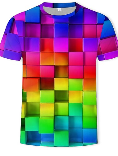  Hombre Graphic Geométrico 3D Camiseta Manga Corta Camiseta Escote Redondo Camisa Casual Diario Morado Verde Trébol Arco Iris Verano Ropa Talla Asiática S M L XL XXL 3XL