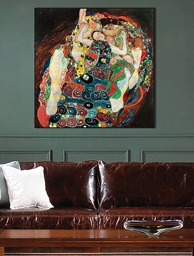  ציור שמן בעבודת יד קישוט אמנות קיר קנבס gustav klimt בתולה רושם ציור מפורסם לעיצוב הבית מגולגל ללא מסגרת ציור לא מתוח