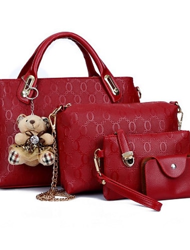  Per donna sacchetto regola pelle sintetica Set di borse da 4 pezzi San Valentino Informale Cerniera Nero Giallo Rosso