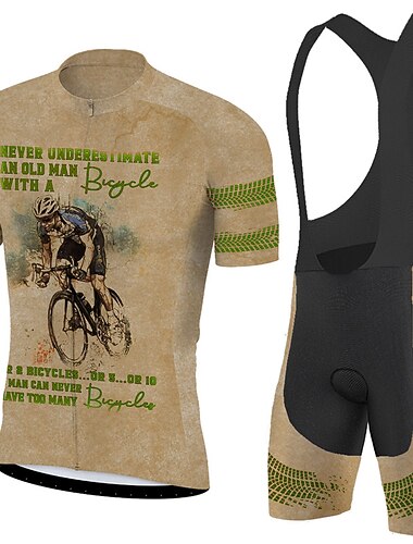  Herr Cykeltröja med Haklapp-shorts Kortärmad Bergscykling Vägcykling Sommar Blå Svart Rubinrött Bokstav & Nummer Rolig Cykel 3D Tablett Snabb tork Bakficka Fuktabsorberande Andningsfunktion Elastan