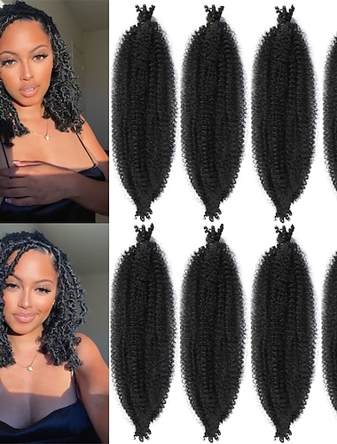  8 balení předseparovaných pružných afro twist vlasů vhodných pro poškozené vlasy s měkkými lodyhami ze syntetických marley twistových copů