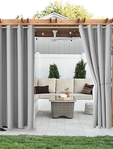  Wasserdichter Outdoor Vorhang für den Außenbereich, Schiebevorhang für Terrassen, Bauernhausvorhänge, Pergola-Vorhänge mit Öse für Pavillon, Balkon, Veranda, Party, Hotel, 1 Paneel