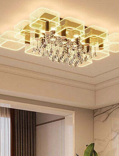  żyrandole led ściemnialne lampy sufitowe 10-lampy 110cm nowoczesne luksusowe geometria projekt 150cm złoty kryształ do wnętrz domowych kuchnia sypialnia kreatywna lampa światło