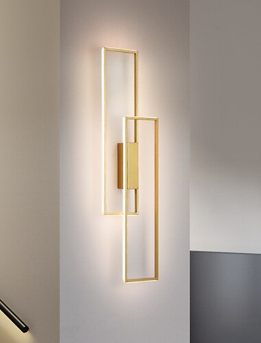  Lightinthebox luces de pared LED para interior rectángulo dorado luz doble montada en la pared iluminación de pared de metal LED moderna para dormitorio comedor lámpara de noche sala de estar