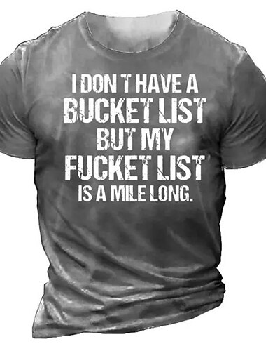  تي شيرت جرافيك مضحك للرجال 'قائمة الفوضى' نكتة ساخرة | تي شيرت قصير الأكمام مضحك