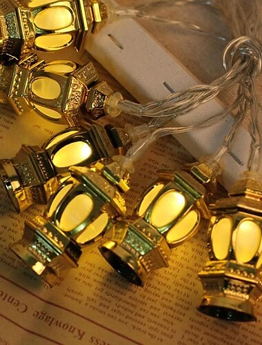  ramadan eid led string lys muslimsk lanterne mubarak lanterne oljelampe aa batteriboks ledet fest hjemme dekorativ lanterne belysning