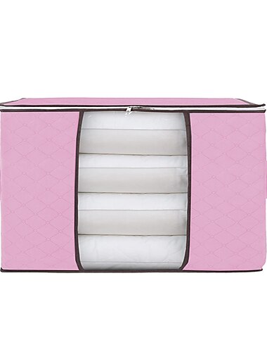  1 peça grande bolsa organizadora para roupas embaixo da cama com alça reforçada, recipientes para guardar roupas de cama, edredons, roupas, armário, janela transparente, zíperes resistentes