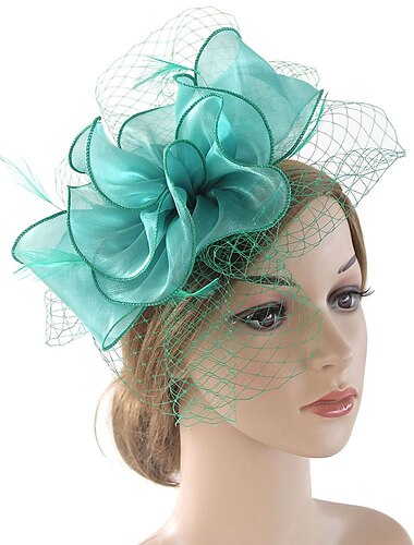 fascynatory kentucky derby kapelusz organza poliester / poliamid kapelusz fedora kapelusz z dyskiem welon kapelusz spotkanie przy herbacie wyścigi konne dzień pań vintage styl vintage elegancki z