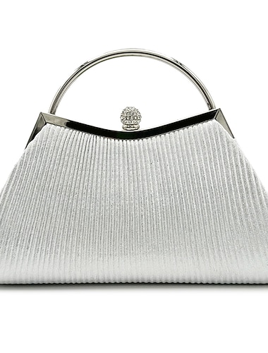  Damskie Kopertówka wieczór Bag Torby kopertówki Skóra PU Impreza Przyjęcie przedślubne Święto Kryształ górski Duża pojemność Jednokolorowe Srebrny Czarny Rumiany róż