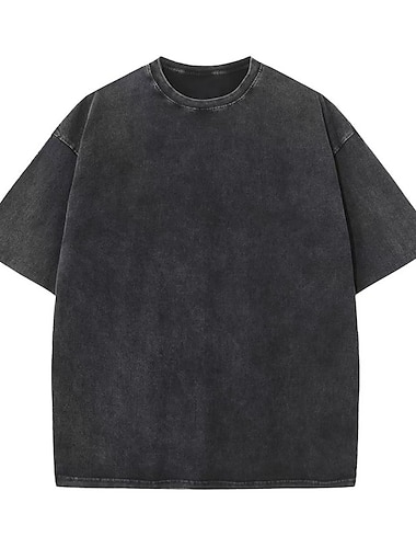  Herre 100% bomuldssyre-vaskeskjorte Oversized skjorte Kortærmet Rund hals Forår sommer Vanlig Mode Designer Afslappet Sport & Udendørs Daglig Streetwear Sort Blå Grøn Top T-shirt til mænd