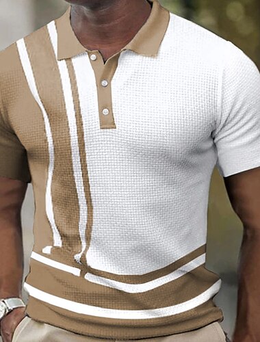 Herren Waffel-Poloshirt Golfhemd Outdoor Strasse Umlegekragen Kurze Ärmel Sport Modisch Gestreift Grafik-Drucke Button-Down Bedruckt Sommer Frühling Regular Fit Gelb Marineblau Grün Leicht Blau Grau   Herren Waffel-Poloshirt Golfhemd Outdoor Strasse Umlegekragen Kurze Ärmel Sport Modisch Gestreift Grafik-Drucke Button-Down Bedruckt Sommer Frühling Regular Fit Gelb Marineblau Grün Leicht Blau Grau
