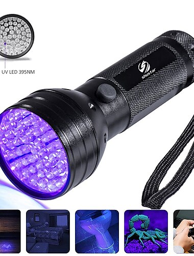  Linternas led uv para exteriores, 51 ledes, 395nm, lámpara de luz ultravioleta, detector de luz negra para orina de perro, manchas de mascotas y chinches