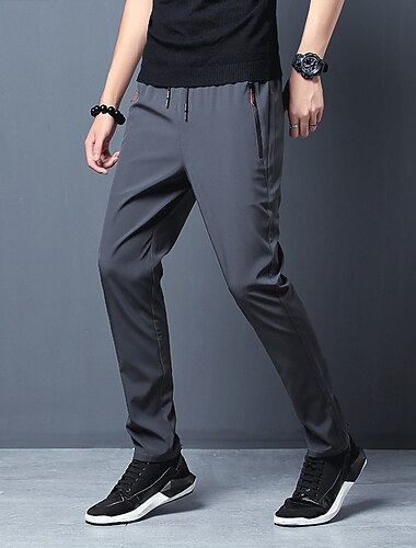  Hombre Pantalones Pantalones casuales Pantalones deportivos Pantalones de entrenamiento Cintura elástica Plano Transpirable Suave Hasta el Tobillo Gimnasia Deportes Holgado Negro Azul Piscina