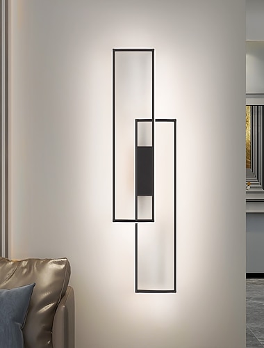  lightinthebox led fali lámpák beltéri fekete téglalap dupla könnyű falra szerelhető modern led fém fali világítás hálószobába étkező éjjeli lámpa nappali