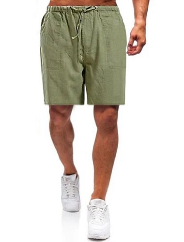  Homme Short Short en lin Short d'été Short de plage Cordon Taille elastique Plein Respirable Doux Court Casual du quotidien Vacances Vêtement de rue Hawaïen Blanche Bleu Micro-élastique