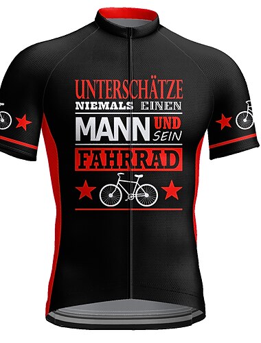  Herre Sykkeltrøyer Grafisk Bokstav & Nummer Morsom Kortermet Sykkel Jersey Topper med 3 baklommer Fjellsykling Veisykling Hurtigtørkende Refleksbånd Tilbake Lomme Fukttransport sport Gul Marinebl