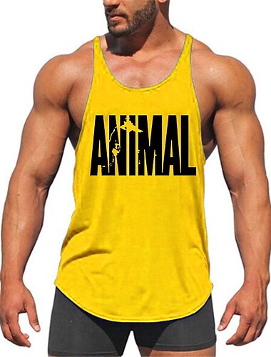  Homme Lettre Débardeur Sous-Vêtements Débardeur dos nageur Sans manches T-shirt Col en U Chemise Mode Muscle Débardeur d'entraînement Vacances Sport Quotidien Blanche Jaune Rouge Été Vêtement Tenue M