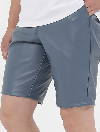  Herren Shorts Kurze Hosen Kunstleder-Shorts Tasche Glatt Komfort Atmungsaktiv Knielänge Outdoor Täglich Festtage Kunstleder Stilvoll Brautkleider schlicht Schwarz Weiß