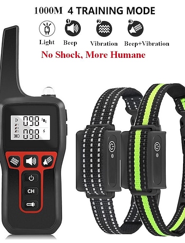 3300ft no shock collare di addestramento per cani da compagnia bip vibrante addestratore di animali domestici ipx7 collare di addestramento per animali domestici ricaricabile impermeabile senza punte