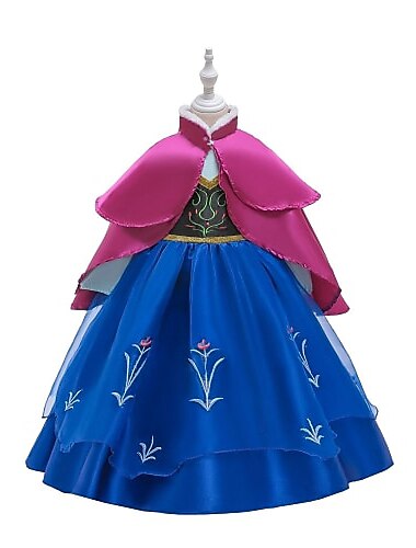  Prinzessin Anna Kleid Maskerade Blumenmädchenkleid A-Linien-Unterkleid Retro Vintage Cosplay Film Cosplay for Mädchen Kinder Karneval Maskerade