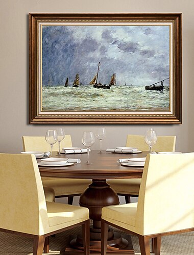  ציור שמן בעבודת יד קישוט אמנות קיר בד התרשמות של מוני מפורסמת בסצנת הים הקלאסית לעיצוב הבית ציור מגולגל ללא מסגרת ללא מסגרת