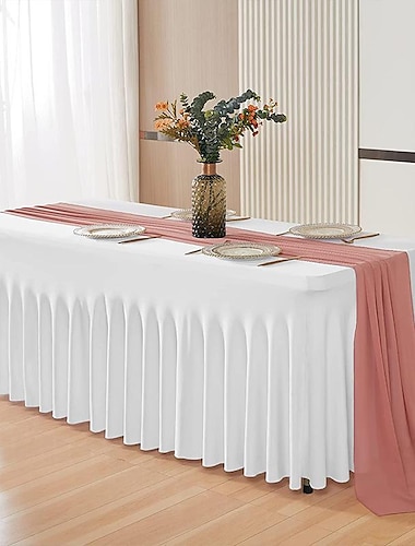  Housse de table en spandex nappe d'extérieur blanche 6 pieds 4 pieds 8 pieds nappe à ressort noire extensible rectangulaire pour patio, pique-nique, mariage, salle à manger, pâques, cuisine