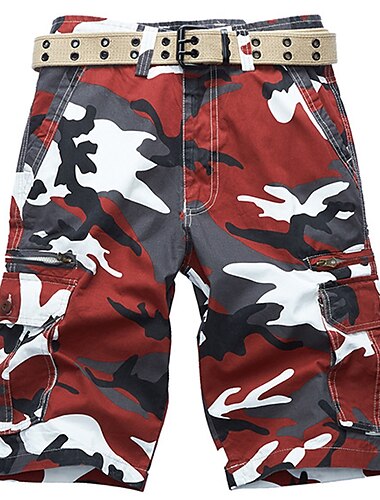  Bărbați Pantaloni Scurți Cargo Pantaloni scurți Camo Pantaloni Scurți Fermoar Multi Buzunare Culoare Camuflaj Confort Purtabil Lungimea genunchiului Casual Zilnic Concediu Sport Modă Alb Verde Militar