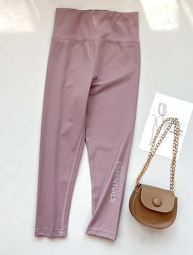  Kinderen Voor meisjes Legging Effen Kleur Actief Buiten 7-13 jaar Lente Zwart Wit Blozend Roze