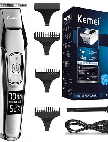  Kemei Haarschneidemaschine Bartschneider Profi für Männer einstellbare Geschwindigkeit LED Digital Carving Clippers Elektrorasierer km-5027