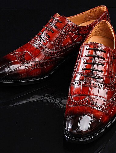  scarpe oxford da uomo in similpelle - modello coccodrillo con dettagli brogue, perfette per eventi formali e abbigliamento da lavoro