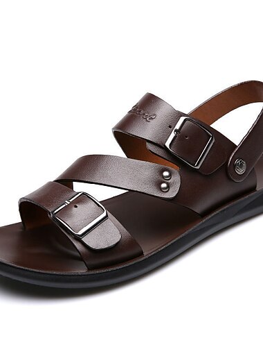  sandale negre pentru bărbați din piele artificială, cu curele cu cataramă dublă și talpă căptușită - încălțăminte casual de vară pentru purtarea zilnică