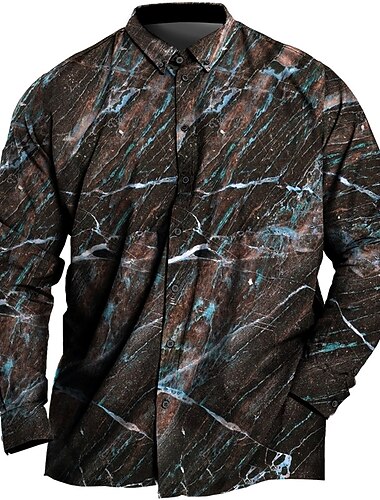  Herre Plusstørrelser Skjorte Stor og høj Grafiske tryk Aftæpning Knapper Langærmet Forår sommer Sport Mode Gade Designer udendørs Ferierejse Toppe