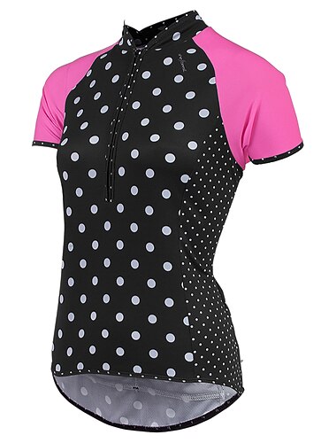  Dame Sykkeltrøyer Grafisk Polkadotter Kortermet Sykkel Jersey Topper med 3 baklommer Fjellsykling Veisykling Hurtigtørkende Refleksbånd Tilbake Lomme Fukttransport sport Rosa Blå Lilla Klær