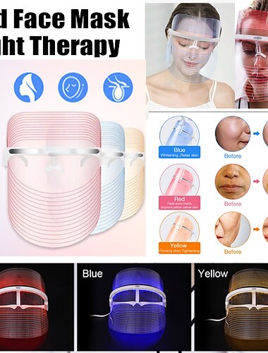  3 färger ledde ansiktsmask ledde koreansk fotonterapi ansiktsmask maskin ljusterapi akne mask hals skönhetsledd mask