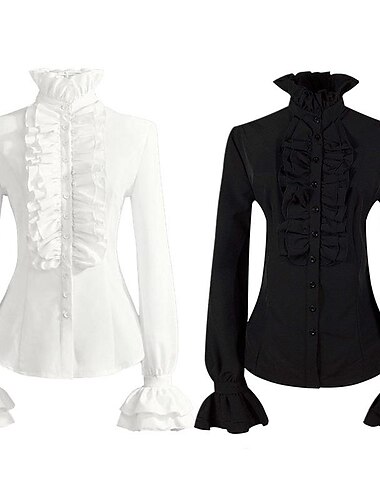  Rétro Vintage Médiéval Renaissance Blouse / Chemise Ren Faire Princesse Vampire Pirate Couleur Unie Femmes Pirate Royal Steampunk Mascarade Décontracté Quotidien Adulte Blouses