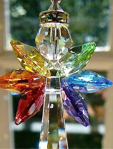  arcobaleno angelo cristallo acchiappasole ciondolo colorato decorazione da appendere per auto giardino di casa