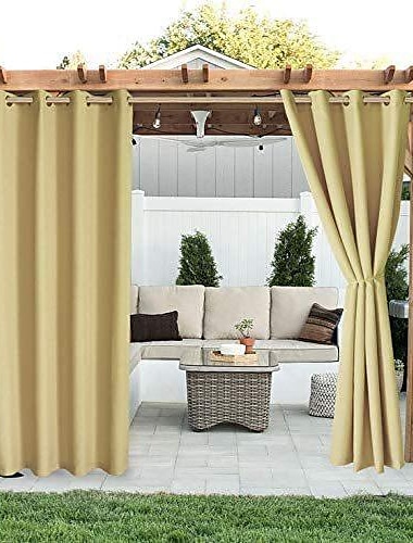  Cortina de privacidad impermeable para exteriores, cortinas corredizas para patio, cortinas de granja, cortinas de pérgola con ojales para mirador, balcón, porche, fiesta, hotel, 1 panel