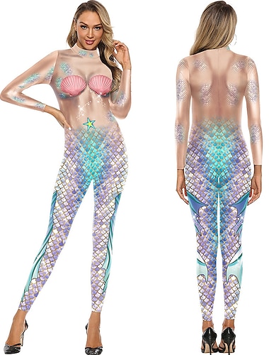  Zentai-Pakken Cosplay kostuum Romper Meermin Carnavalskostuum Full Body Suit Dames Cosplay Sexy kostuum Meermin Spandex Lycra Kostuum voor Halloween Carnaval Maskerade Volwassenen
